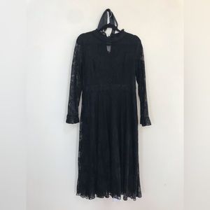 Kaimilan Black Lace Long Sleeve Gothic Midi Dress size XXL fits like a 12